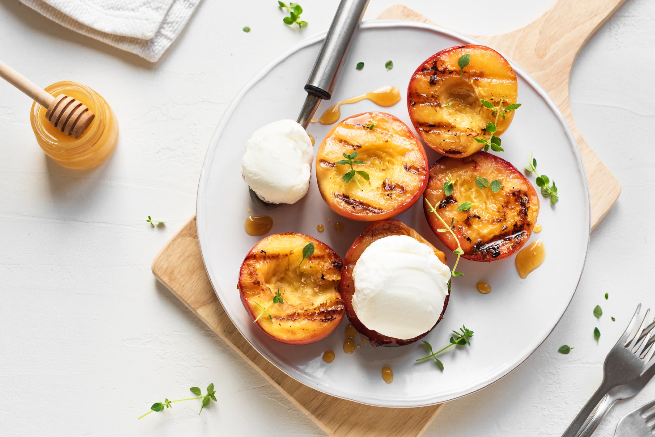 Grilled Peaches with Hot Honey Ricotta