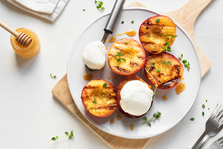 Grilled Peaches with Hot Honey Ricotta