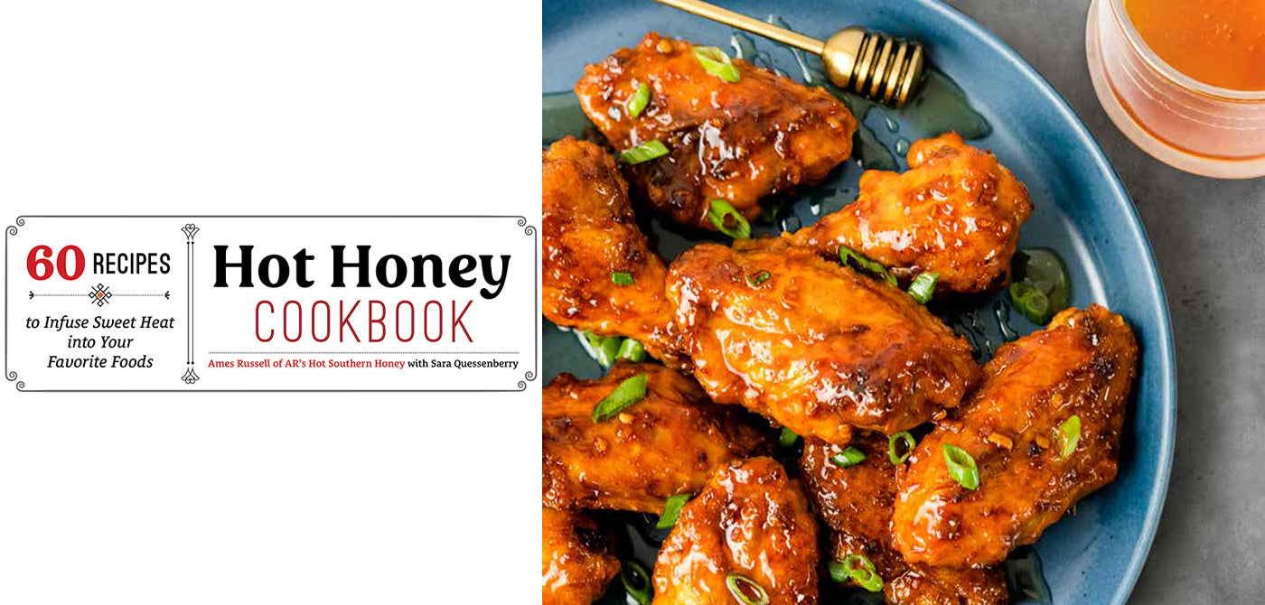 Hot Honey Cookbook Title and Chicken Wing Photo